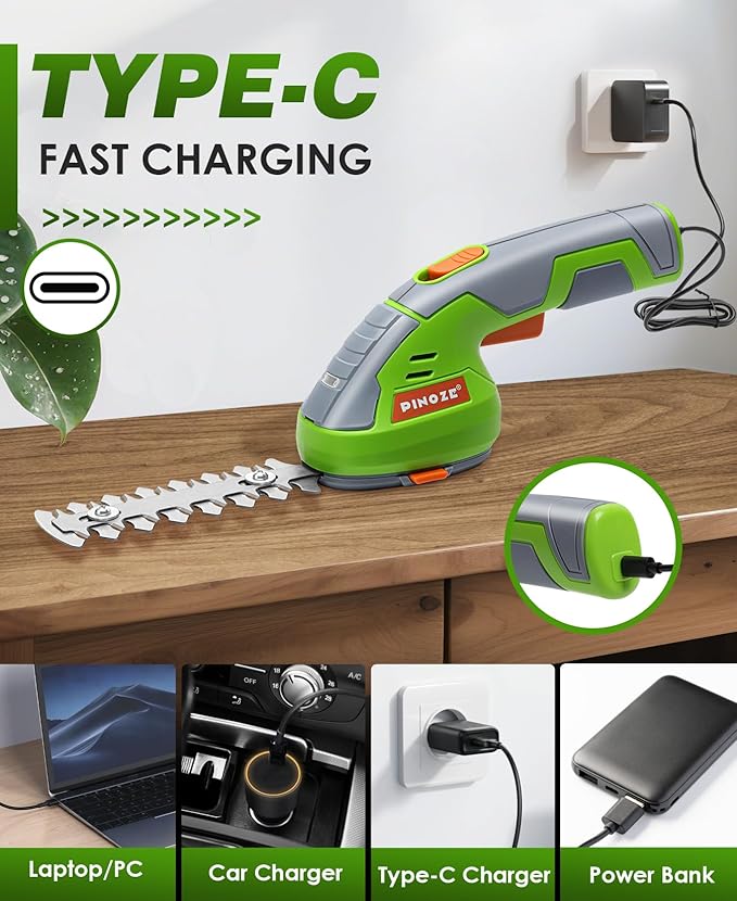 Cordless Grass Shear & Hedge Trimmer - 2 in 1 Handheld 7.2V Small Electric Bush Trimmer, 2.0Ah Rechargeable Battery Powered Shrub Trimmers Grass Cutter for Garden, Yard, Lawn Care - Grey/Green