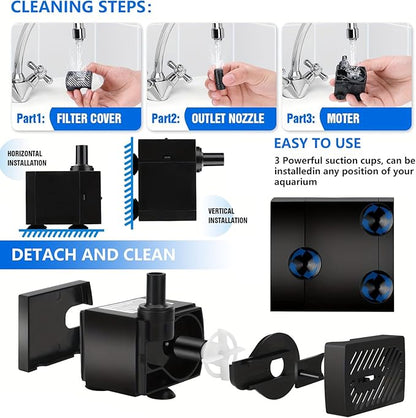 80GPH 2Packs Mini Submersible Water Pump, Small Fountain Pump for Ponds, Aquariums, Fish Tanks, Tabletop Fountains, Pet Fountains, Water Features