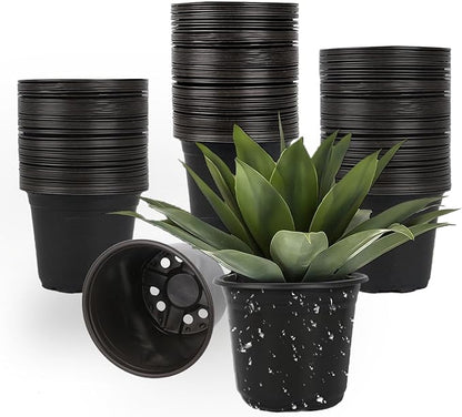 100 Packs Nursery Pots,3 Inches Plastic Nursey Pots for Plants with Drainage Holes, Seed Starting Garden Pots of Flower Plant Container for Succulents, Transplanting (100, 3 Inch)