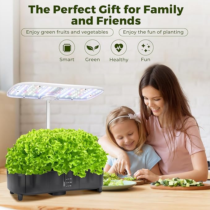 Kingsyard Smart Hydroponics LED, 48W Indoor Garden Grow System, Visible 5L Tank Quiet Pump Auto Timer Kit 15 Pods Herb Seed Starter for Veggies & Salad Greens Plants