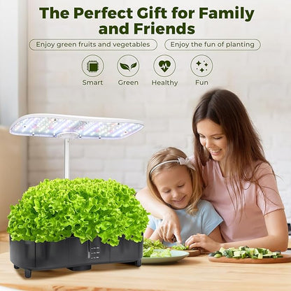 Kingsyard Smart Hydroponics LED, 48W Indoor Garden Grow System, Visible 5L Tank Quiet Pump Auto Timer Kit 15 Pods Herb Seed Starter for Veggies & Salad Greens Plants