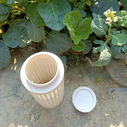 Inground Garden Compost Bin Underground Worm Farm Compost Bin Reducing Food Waste Composting Systems Suitable for Garden, Vegetable Patch, Backyard (White, 11.81 x 6.3 x 6.3 Inch)