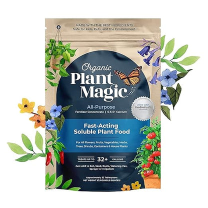 Organic Plant Magic - Truly Organic™ Fast-Acting Water Soluble Plant Food - All-Purpose Fertilizer Concentrate for Flower, Vegetable, Herb, Fruit Tree, Garden & Indoor Houseplants [One 1/2 lb Bag]