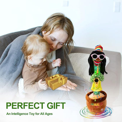 MIAODAM Dancing Cactus, Talking Plush Toy with Funny Style 270 Degree Rotation for for Baby Boys and Girls, Singing Baby Toy Repeats What You Say Colorful Glowing Singing Cactus Toy
