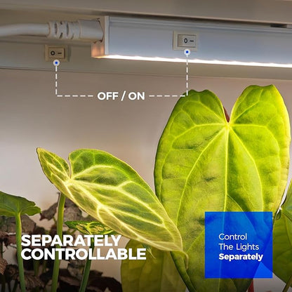 Barrina T5 Grow Lights, Full Spectrum Grow Light, 3ft 128W (8 x 16W, 800W Equivalent), LED Grow Lights for Indoor Plants, Ideal for Indoor Plants, Plant Grow Shelf, Plug and Play, Yellow, 8-Pack