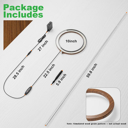 10" Grow Lights for Indoor Plants Full Spectrum,160LEDs Indoor Plant Light for Indoor Growing,Height Adjustable 11"-65" for Large Plant,Auto On/Off Timer 3/9/12H,9 Dimmable Brightness,Black Wood Grain