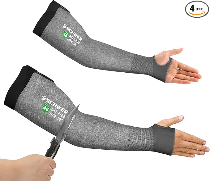 Schwer 2 Pairs AIR-SKIN ANSI A6 Cut Resistant Arm Sleeves for Men & Women High Risk Work, Non-PFAS Arm Protectors for Thin Skin and Bruising, UPF50+ UV Protection Cooling Gardening Sleeves for Farming