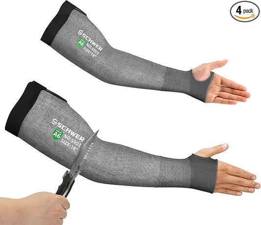 Schwer 2 Pairs AIR-SKIN ANSI A6 Cut Resistant Arm Sleeves for Men & Women High Risk Work, Non-PFAS Arm Protectors for Thin Skin and Bruising, UPF50+ UV Protection Cooling Gardening Sleeves for Farming