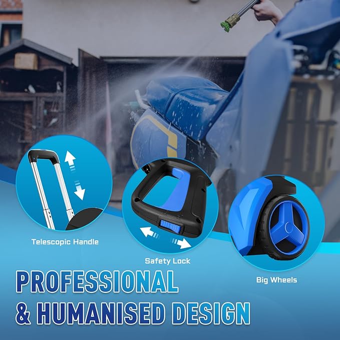 Pressure Washe Touch Screen Adjustable Pressure Power Washer with 4 Quick Connect Nozzles,Inlet Hose & Filter, Foam Cannon for Cars/Fences/Driveways Cleaning