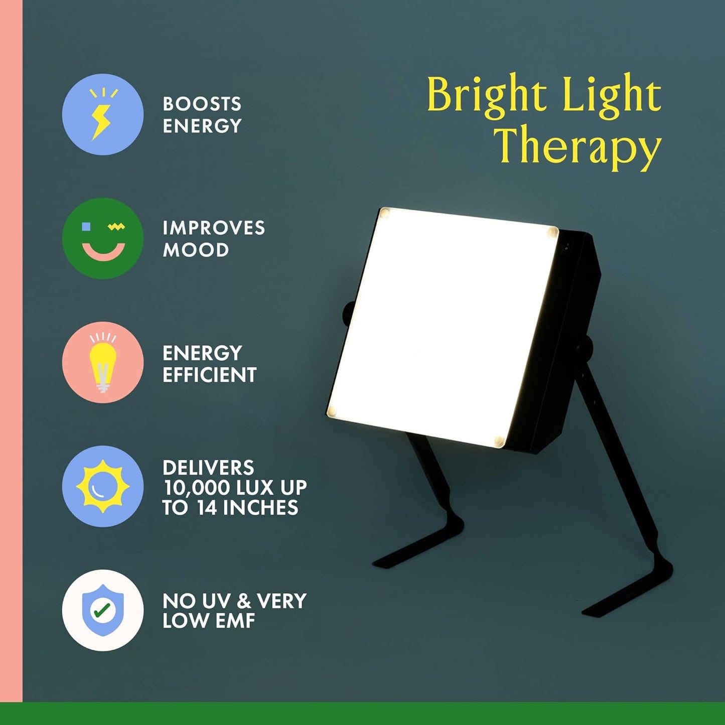 Northern Light Technologies LiteUp - 10000 Lux Light Therapy Lamp - Full Spectrum Lightbox Therapy Light for Natural Mood and Energy Enhancement, Wall Mountable Sunlight lamp, Black