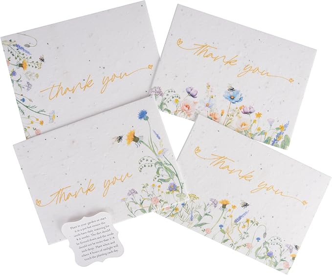 Thank You Set Greeting Card – Plantable Wildflower Seed Paper for Gifts, Special Events Like Mother's Day, and Other Milestone Celebrations