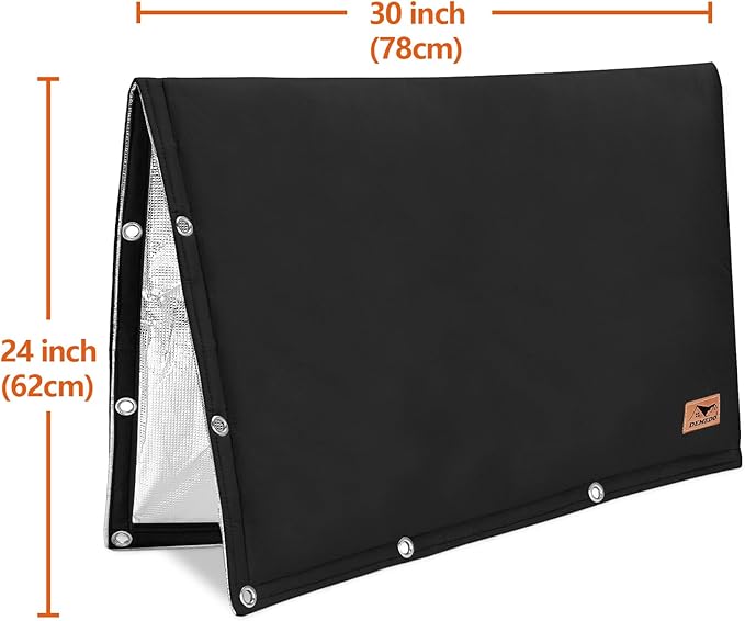 Backflow Preventer Insulation Cover - 2 Way Opening Pipe Insulation Cover for Irrigation Valve, Sprinkler Cover for Outside - Winter Freeze Protection Backflow Cover - 30" W x 24" H, Black