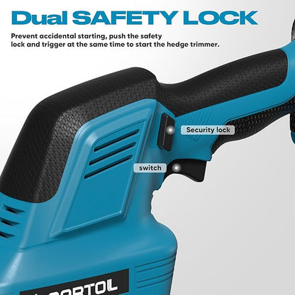 GARTOL Hedge Trimmer Cordless 2-in-1, 12'' Bush Trimmer & 20V Battery Powered Grass Shears with Battery & Charger, Lock, Fast Blade Change, Electric Hedge Shears Compatible with 18V Makita Batteries