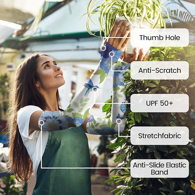 Gardening Sleeves Farm Sun Protection Arm Cooling Sleeves Thorn Proof Garden for Women Men with Thumb Hole