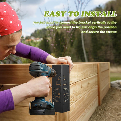 4 Packs Planter Raised Beds Corner Brackets 11 in Metal L Brackets with Screws Black Angle Corner Bracket Connectors for plants 11" x 3" x 3" for Wood Flower Box Angle Brace Black Butterfly