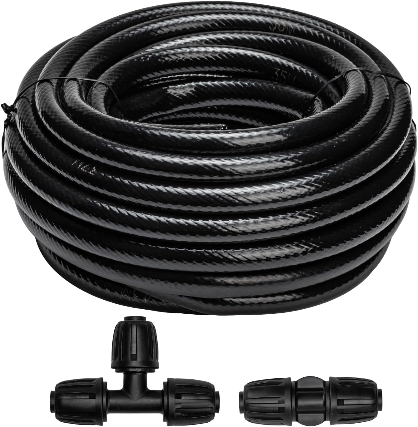 40 FT 1/2 inch Drip Irrigation Tubing Main Line Hose Tube for Garden Irrigation System (Includes 1/2" Straight Connector and 3-Way Connector)