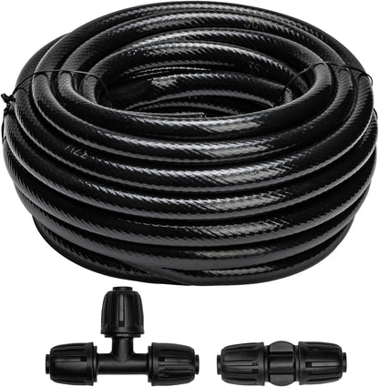 40 FT 1/2 inch Drip Irrigation Tubing Main Line Hose Tube for Garden Irrigation System (Includes 1/2" Straight Connector and 3-Way Connector)