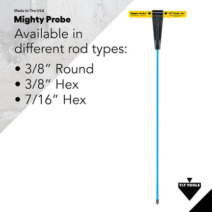 T&T Tools 36-Inch Mighty Probe Insulated Metal Soil Probe – 3/8" Metal Round Rod, Heavy Duty Design for Easy Penetration & Withdrawal, Soil Testing & Landscaping Tools, T-Handle, USA-Made-6 Pack