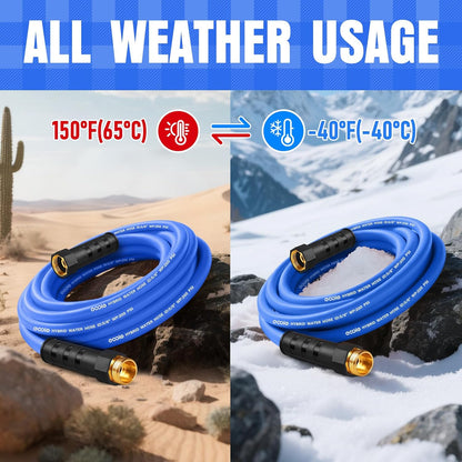 Heavy Duty Garden Hose 35 ft, Non-Expanding Flexible Water Hose, Kink Resistant Lightweight Hybrid Hose, Leakproof Hose Male to Female Fittings