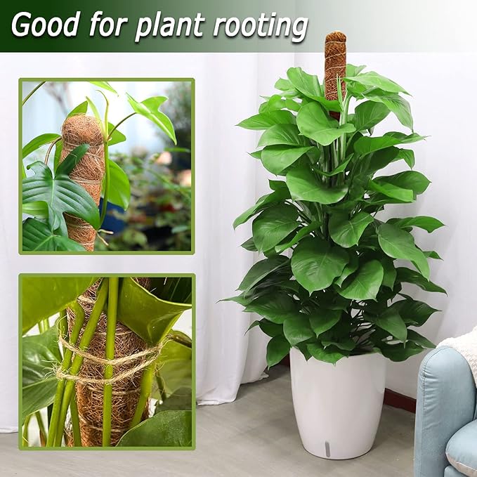 Moss Pole for Plants Monstera, 59 Inch Tall Bendable Moss Poles for Climbing Plants Indoor, Large Handmade Plant Pole Sticks, Coco Coir Plant Support Stakes for Potted Plants, Pothos