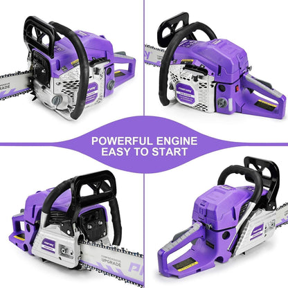 2-cycle 63CC Chainsaw Saw Gas Powered 20" Chain Saws Cordless Petrol Saw Handheld Chainsaw with 2 Chains& Bars for Cutting Wood Trees Branches，63CC-G