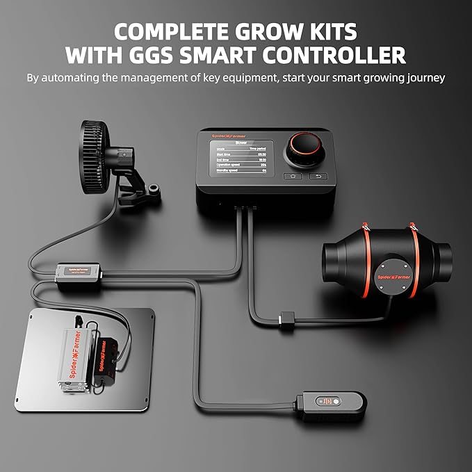 Spider Farmer EVO Grow Tent Kit Complete 2.3x2.3 SF-1000 Samsung LM301H Dimmable, Complete System 28"x28"x63" Grow Tent Set 4" Ventilation System with GGS Smart Controller & 6'' Clip Fan