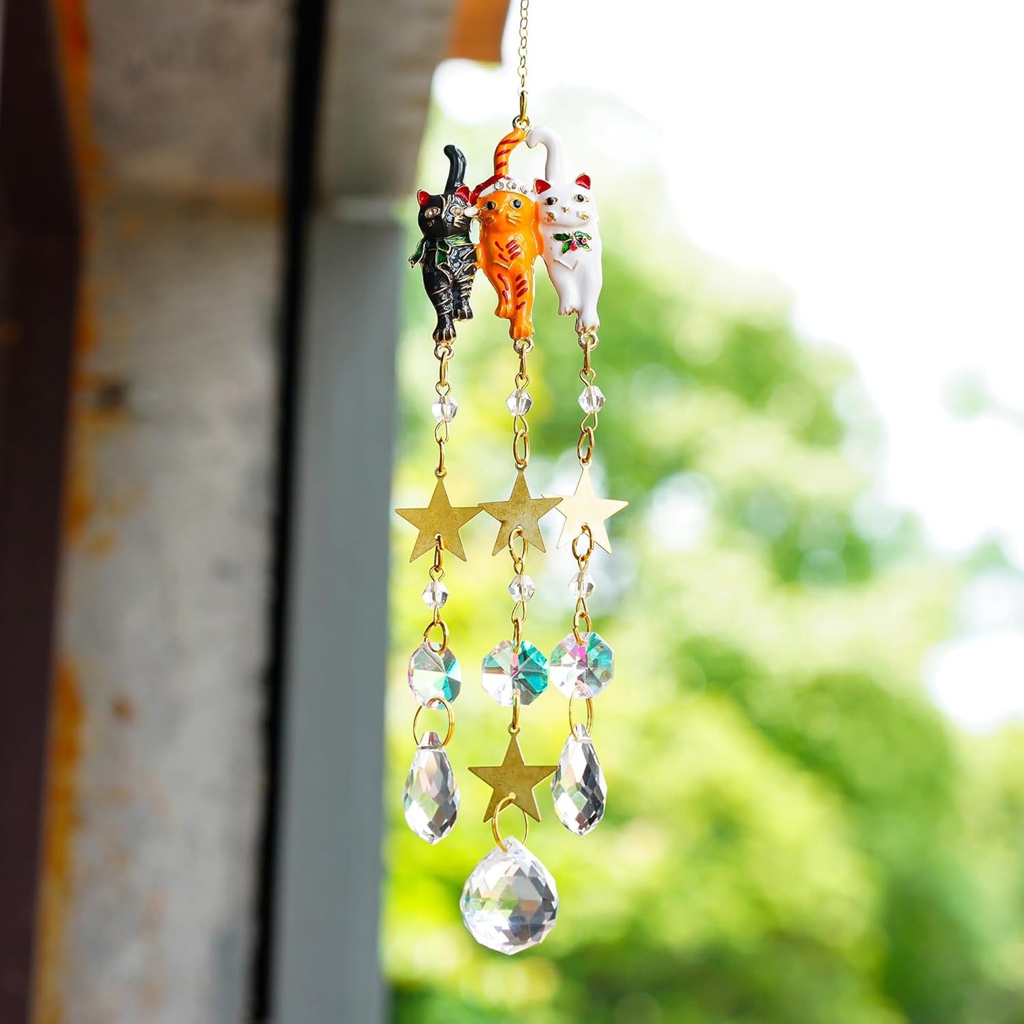 H&D HYALINE & DORA 15.5Inch Cat Suncatcher Crystal Sun Catchers Indoor Window Rainbow Crystal Prisms Ornament Cat Gifts for Women, Pet Lovers
