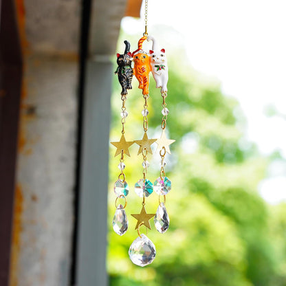H&D HYALINE & DORA 15.5Inch Cat Suncatcher Crystal Sun Catchers Indoor Window Rainbow Crystal Prisms Ornament Cat Gifts for Women, Pet Lovers