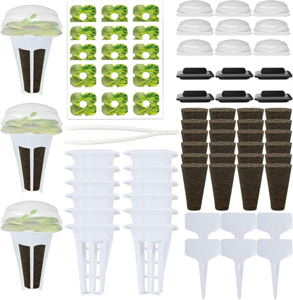 85Pcs Hydroponic Pods Supplies, Grow Anything Kit, Hydroponics Garden Accessories for IDOO, QYO, LYKO, 24 Grow Sponges 12 Baskets 12 Domes 24 Pod Labels 6 Spacers 6 Plant Labels 1 Tweezer(Square)