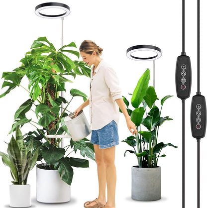LORDEM 10" Full Spectrum Plant Light, 160 LEDs Large Grow Light for Indoor Tall Plants, Growing Lamp with 4/8/12H Auto Timer, 10 Dimmable Levels, 3 Spectrum Modes, 65" Height Adjustable, Pack of 2