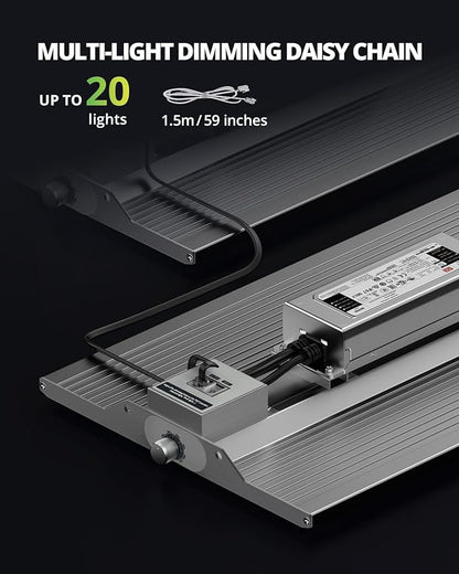 VIPARSPECTRA XS1500 LED Grow Lights for Seed Starting Compatible with Samsung LM301H Diodes and MeanWell Driver, Dimming Daisy Chain Grow Lights for Indoor Plants Full Spectrum for 2x2/3x3 Grow Tent