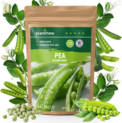 Sugar Snap Pea Seeds for Planting - Heirloom, Non-GMO, Open Pollinated - Sweet & Crunchy Edible Pods for Fresh Eating - Easy Grow Vertical Vine for Containers, Trellis & Home Garden