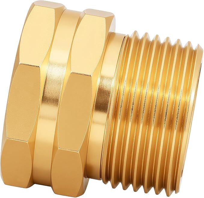 Garden Hose Adapter: Brass 3/4" GHT Female to 3/4" NPT Male Reducer, Leak-Proof Connector (3/4" GHT Female to 3/4" NPT Male, 6-Pack)