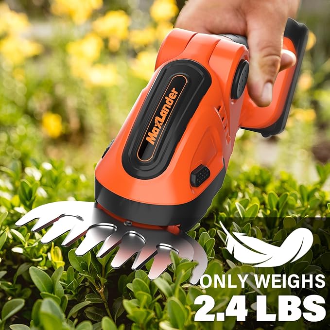MAXLANDER Cordless Grass Shears & Hedge Trimmer, 2-in-1 Handheld Grass Trimmer/Shrubbery Trimmer, 21V Battery Operated Hedge Trimmer for Garden/Lawn with Battery and Charger
