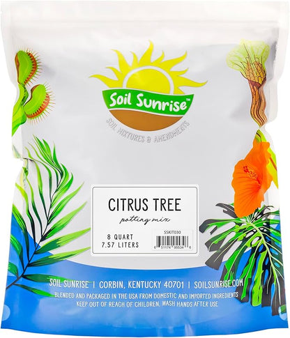 Citrus Tree Potting Soil Mix (8 Quarts), Special Blend for Indoor Oranges, Lemons, Limes and More
