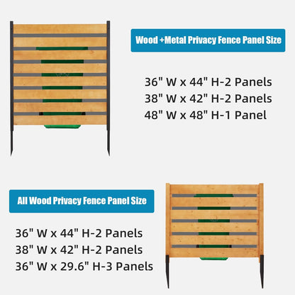 Privacy Fence Panels for Outside No Dig Fence Screen Garden Fence Wooden Air Conditioner Fence Panels for Outdoor Yard Trash Cans, AC, Compost Bin(48" W x 48" H-Horizontal-1 Panels Wood+Metal)