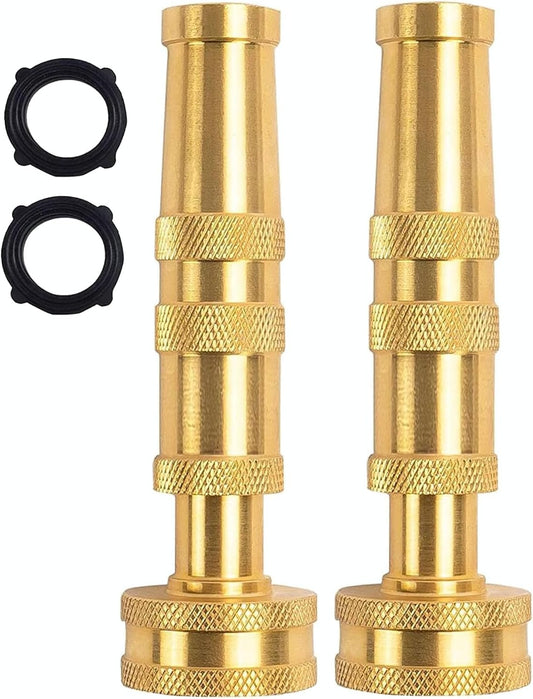 Garden Hose Nozzle, CM CUMIZON Solid Brass Heavy Duty Adjustable Twist Hose Nozzle, High Pressure Water Hose Sprayer Nozzle, 2 Pack