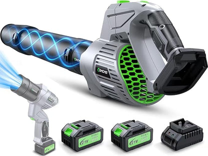 Electric Leaf Blower Cordless, 900,000 RPM, 2 x 4.0Ah Batteries & Charger, Handheld Leaf Blowers for Lawn Care, 5 Speed Mode, Portable Lightweight Grass Blower for Yard, Patio & Outdoor Use (Gray)