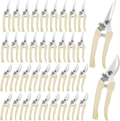 Amylove 24 Pcs Garden Flower Shears Pruning Scissors Heavy Duty Plant Scissors Garden Clippers Hand Bypass Pruner for Gardening Plants Hedge Flower Tree Cutting Miniature Bonsai Modeling(Beige)