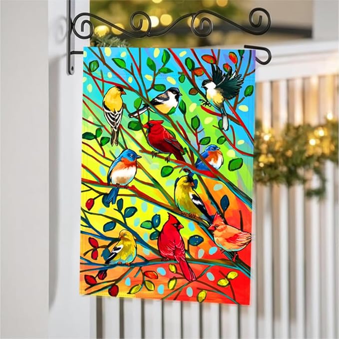 Tree Birds Garden Flags 12x18 Inch Double Sided Yard Flags for Outside Decoration