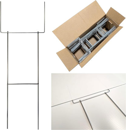 Heavy Duty Yard Sign Stakes, 30 inch Goalpost H Stakes, American Made, Overlap Weld for Maximum Strength, Galvanized Steel (50 Pack)