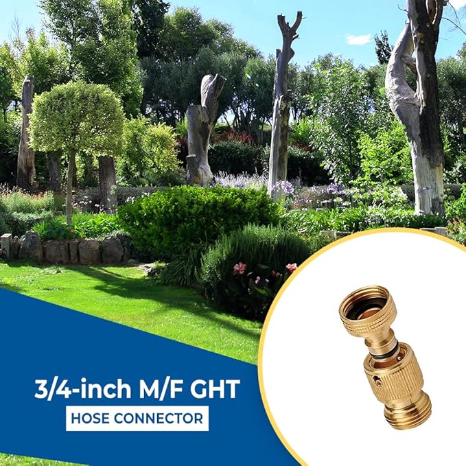 Underhill Quick Connect Solid Brass Connector 3/4-inch M/F GHT for Garden Water Hose, Fittings, Attachment, Parts, A-QC075