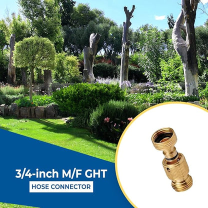 Underhill Quick Connect Solid Brass Connector 3/4-inch M/F GHT for Garden Water Hose, Fittings, Attachment, Parts, A-QC075