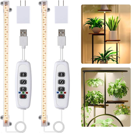LED Grow Light Strips for Indoor Plants Full Spectrum 3500K, 96 LEDs Plant Light Bar with 3/9/12H Timer, 10 Dimmable Levels for Seedling Succulent and Shelf, 13 Inches, 1 Head 2 Pack