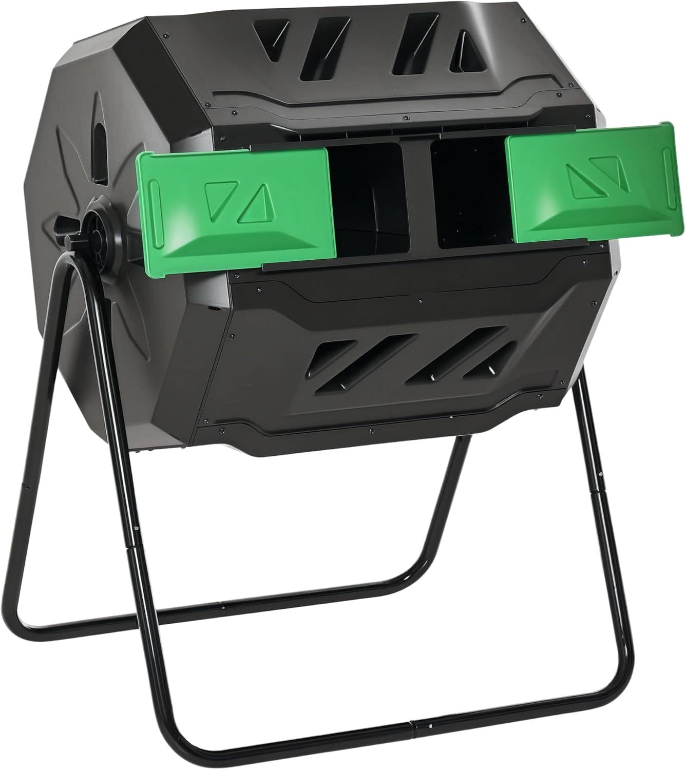 Outsunny Tumbling Compost Bin Outdoor 360° Dual Chamber Rotating Composter 43 Gallon, Green