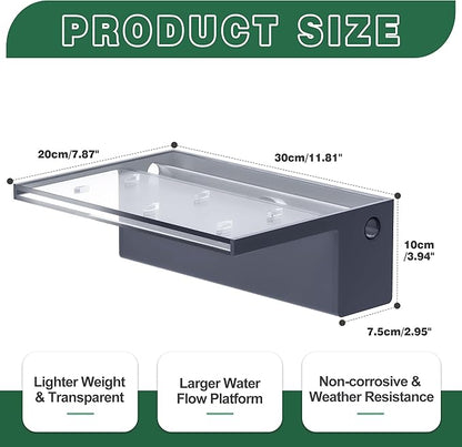 Pool Fountain, LONGRUNNEW Transparent Acrylic Pool Waterfall Spillway with Pipe Connector Kits for Indoor/Outdoor Decorative, 11.8 Inches Pool Water Feature for Garden Patio, Backyard Koi Pond Decor