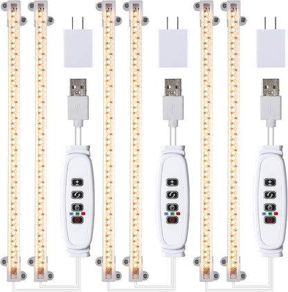 13 Inches Strip Growing Lamp for Indoor Plants, 3500K Full Spectrum LED Grow Light Strips with Auto ON/Off, 3/9/12H Timer & 10 Dimmable Levels for Green House Succulent (2 Head×3 Pack)