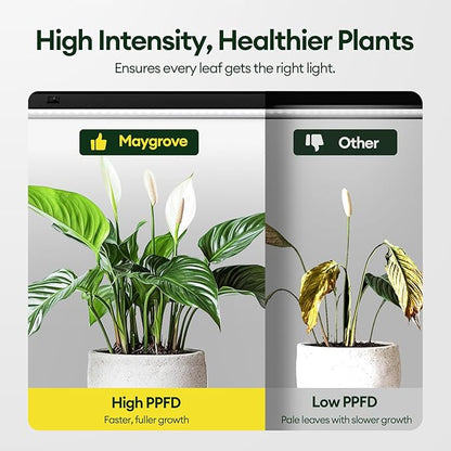 Plant Grow Lights 2FT, Sun-Like Full Spectrum 5000K, 60W(4 x 15W), T5 LED Grow Light Strips for Indoor Plants and Flowers, High PPFD, Linkable, Black, 4-Pack