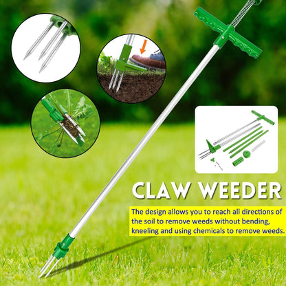 Portable Long Handled Lightweight Claw Weeder Durable Manual Outdoor Stand Up Garden Lawn Weed Puller Root Remover