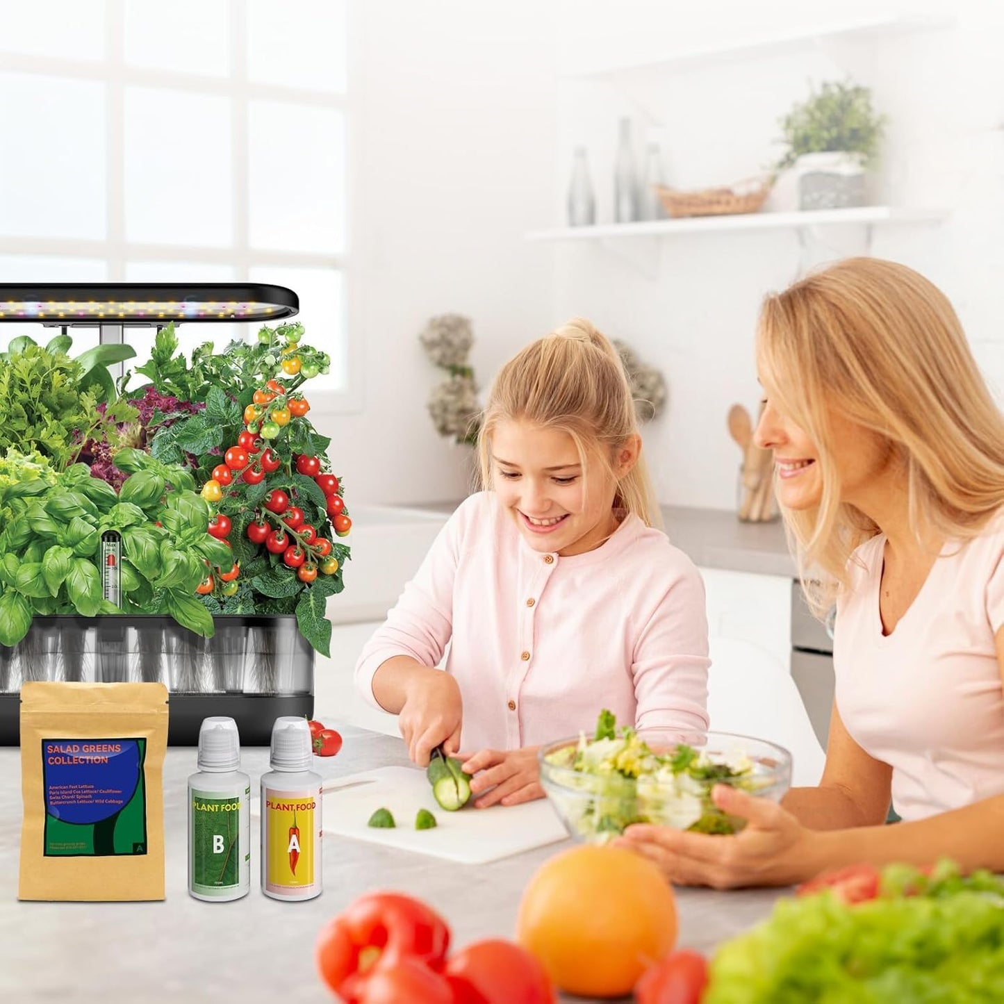 Salad Greens Seed Pod Kit for AeroGarden Hydroponics Growing System, 50 Pods Indoor Home Garden with American Fast/Paris Island/Buttercrunch Lettuce, Swiss Chard, Spinach, Cauliflower and Wild Cabbage